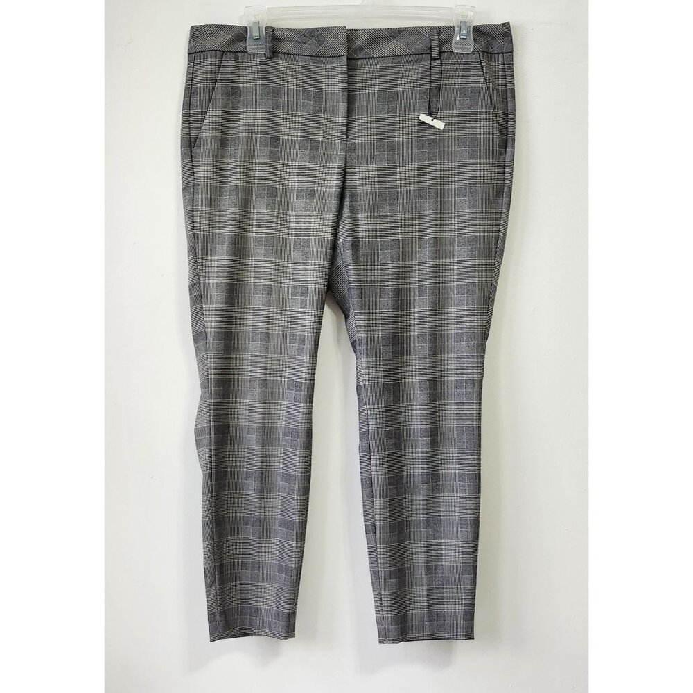RW & CO Womens Houndstooth Plaid Tapered Trousers Size 14 Business Casual Pants